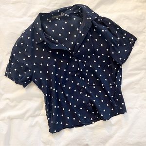 Cropped Polka Dotted Button Down